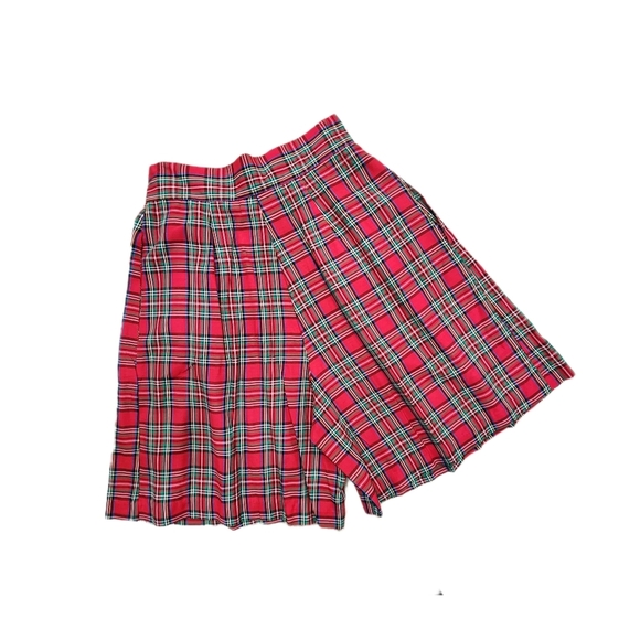 Y2K Vintage Francine Browner Plaid Flared Shorts Red/Blue, Womens Small - Picture 5 of 11